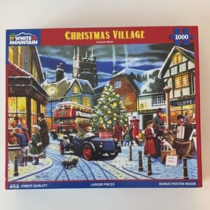 White Mountain Christmas Village Puzzle - Festive Colors COMPLETE